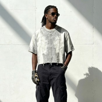 Washed Frayed Seam Cropped Vintage T-Shirt | Street Daily Casual Wear | Custom Streetwear Manufacturer