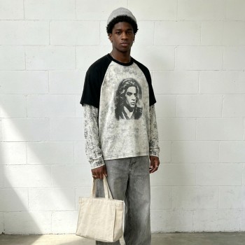 Vintage DTG Print Raglan Sleeve T-shirt | 100% Cotton Loose Fit | Street Daily Wear | Custom Streetwear