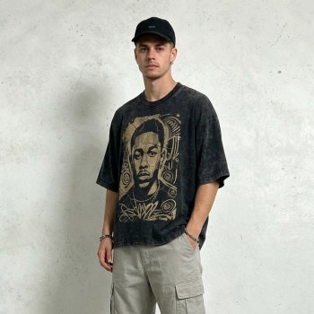 Vintage Acid Wash Screen Print T-shirt | Cracked Retro Graphic | 100% Cotton Oversized Fit | OEM Streetwear