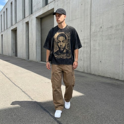 Vintage Acid Wash Screen Print T-shirt | Cracked Retro Graphic | 100% Cotton Oversized Fit | OEM Streetwear