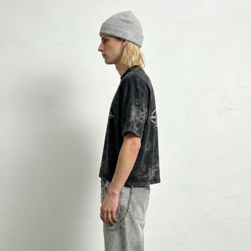 Vintage Washed DTG Print Eye Graphic Cropped T-shirt | 100% Cotton Loose Crop Tee | Custom Streetwear