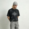 Vintage Washed DTG Print Eye Graphic Cropped T-shirt | 100% Cotton Loose Crop Tee | Custom Streetwear