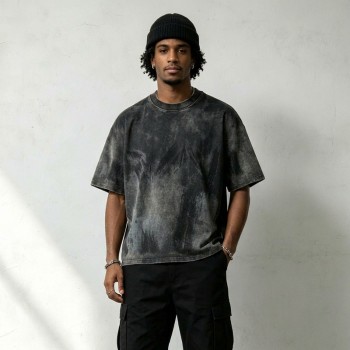 Vintage Wash Spray Dye Hand Drawn Oversized T-shirt | 100% Cotton Heavyweight Tee | OEM Streetwear