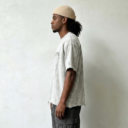 Washed DTG Print Letter Seamed Frayed Vintage T-Shirt | Heavyweight Cotton Raglan Seam | Custom Streetwear
