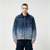 Washed Sun Faded Rhinestone Embroidery DTG Print Canvas Jacket | Cotton Canvas Zip Oversized Fit | OEM Streetwear