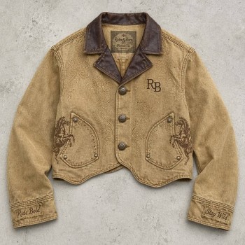 Embroidery DTG Print Applique Letter Cropped Canvas Jacket | Faux Leather Lapel Floral Metal Buttons | Clothing Manufacturer