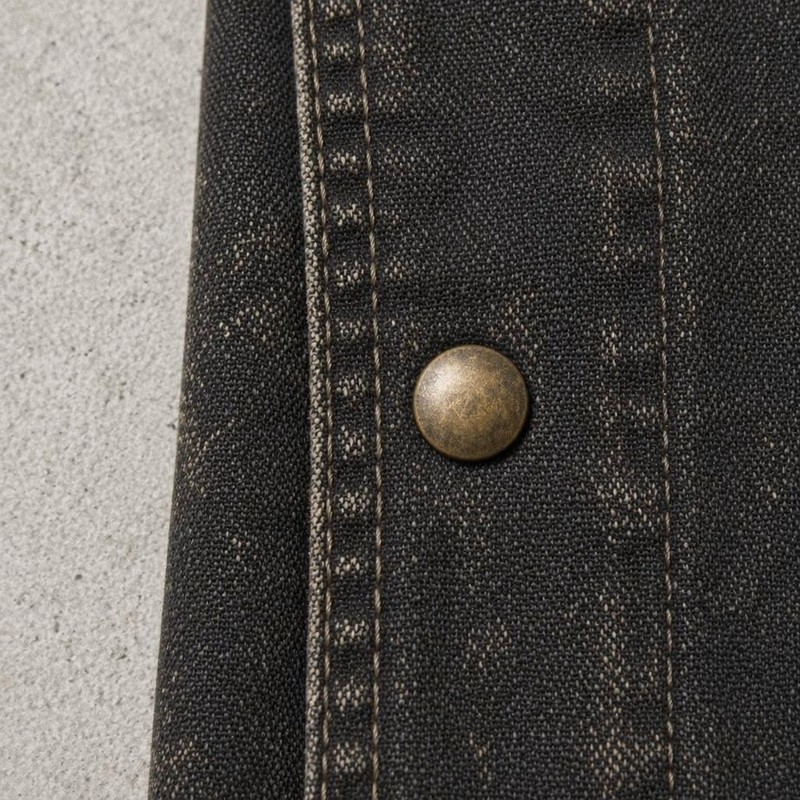 Washed Letter Embroidery Faux Leather Collar Canvas Jacket