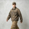 Washed Star Rivet DTG Print Canvas Jacket | Corduroy Collar Raw Frayed Hem | Full Zip Vintage Jacket | OEM Streetwear