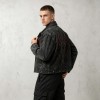 Washed Flame Screen Print Neck Embroidery Cropped Canvas Jacket | Heavy Canvas Zip Cropped Fit | Custom Streetwear