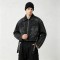 Washed Gothic Embroidery Rivet Strap Cropped Canvas Jacket | Metal Stud Adjustable Text Straps | Streetwear Manufacturer