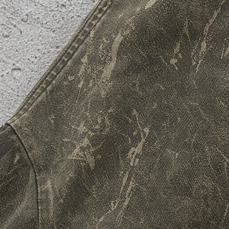 Hooded Canvas Jacket With Towel Embroidery and DTG Print