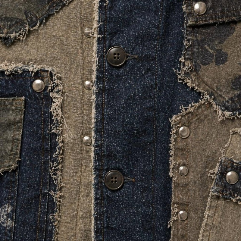 Patchwork Raw Edge DTG Print Canvas Jacket