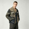 Patchwork Raw Edge DTG Print Canvas Jacket | Camo Mixed Panel Design | Custom Streetwear Manufacturer