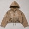 Spray Dye Washed Star DTG Print Towel Embroidery Rivet Jacket | Cropped Hooded Canvas Jacket | Custom Streetwear