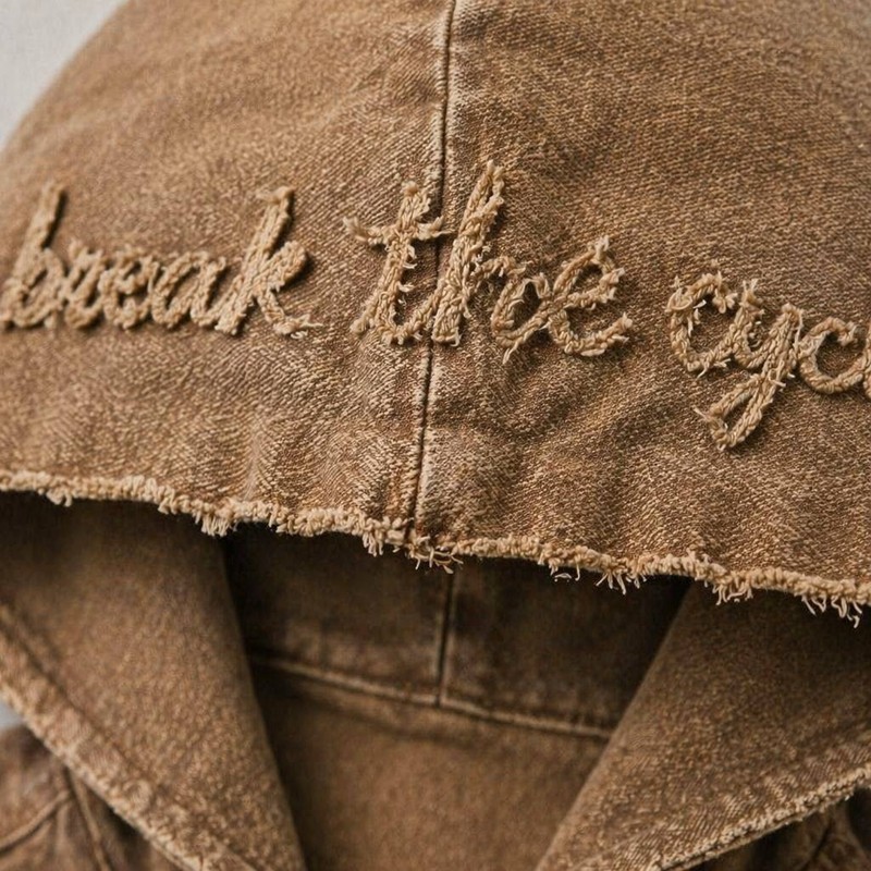 Spray Dye Washed Star DTG Print Towel Embroidery Rivet Jacket
