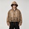 Spray Dye Washed Star DTG Print Towel Embroidery Rivet Jacket | Cropped Hooded Canvas Jacket | Custom Streetwear