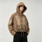 Spray Dye Washed Star DTG Print Towel Embroidery Rivet Jacket | Cropped Hooded Canvas Jacket | Custom Streetwear