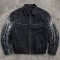 Washed Splash Ink Canvas Jacket | Elastic Rib Hem Dual Zip Pockets | Street Daily Wear | Custom Streetwear