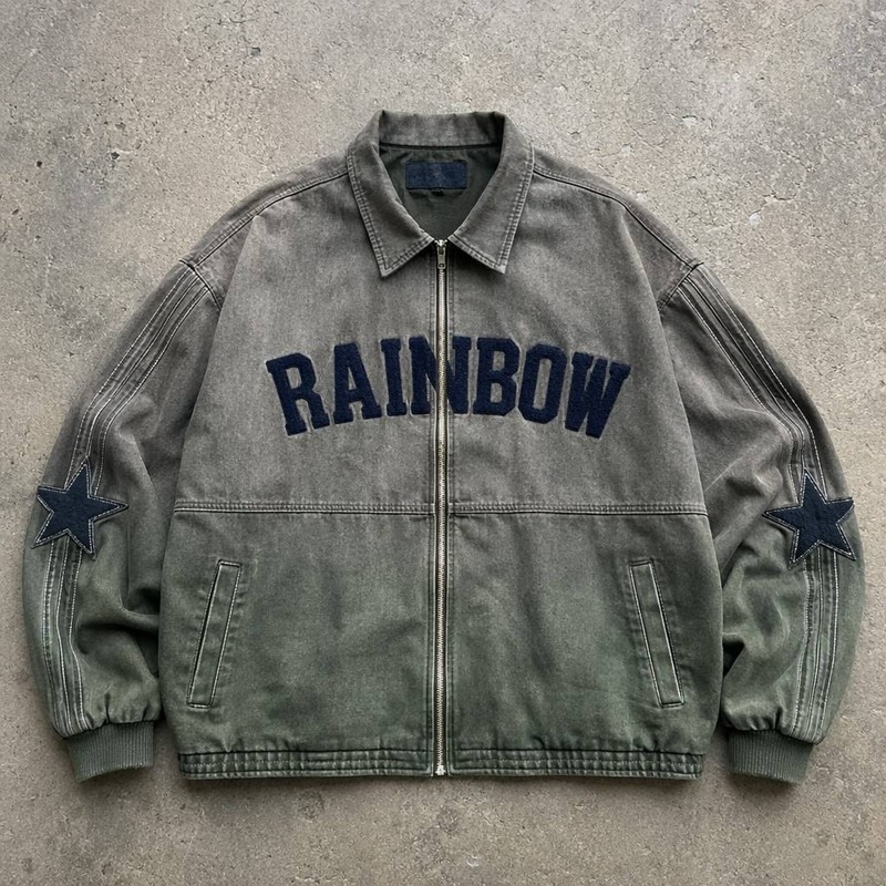 Towel Embroidery Washed Canvas Jacket