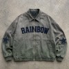 Towel Embroidery Washed Canvas Jacket | Vintage Acid Wash Star Patch Design | Custom Streetwear Manufacturer