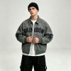 Towel Embroidery Washed Canvas Jacket | Vintage Acid Wash Star Patch Design | Custom Streetwear Manufacturer