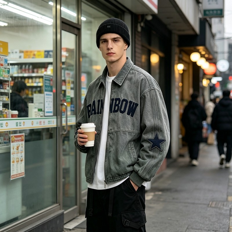 Towel Embroidery Washed Canvas Jacket