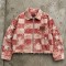 Washed Check Star Embroidery Patch Cropped Canvas Jacket | Distressed abrade with applique | Streetwear Manufacturer