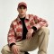 Washed Check Star Embroidery Patch Cropped Canvas Jacket | Distressed abrade with applique | Streetwear Manufacturer