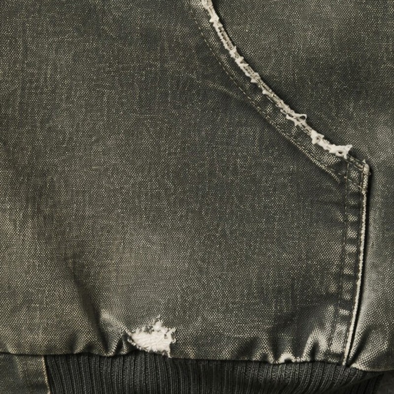 Distressed Wash abrade Spray Dye Embroidery Patch Canvas Hooded Jacket