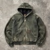 Distressed Wash abrade Spray Dye Embroidery Patch Canvas Hooded Jacket | Outdoor Daily Street Style | Custom Streetwear