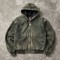 Distressed Wash abrade Spray Dye Embroidery Patch Canvas Hooded Jacket | Outdoor Daily Street Style | Custom Streetwear