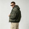 Distressed Wash abrade Spray Dye Embroidery Patch Canvas Hooded Jacket | Outdoor Daily Street Style | Custom Streetwear