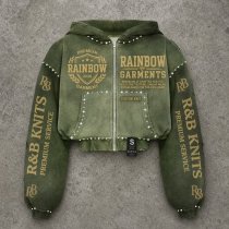 Custom Men's Graphic Wash DTG Rhinestone Hoodie 100% Cotton
