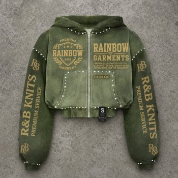 Custom Men's Graphic Wash DTG Rhinestone Hoodie 100% Cotton
