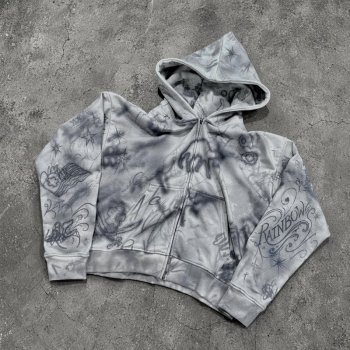 Custom Men's Graphic Wash DTG Hoodie Cotton Blend 380g
