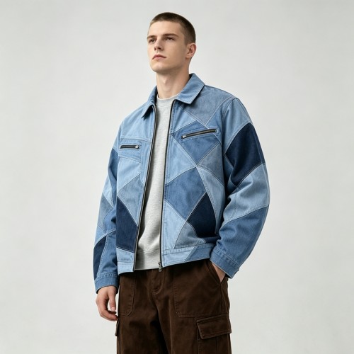 Multi-tone Color Block Patchwork canvas jacket |  Daily Street Casual Wear | Custom Streetwear Manufacturer