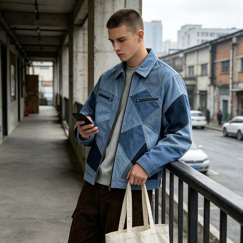 Multi-tone Color Block Patchwork canvas jacket