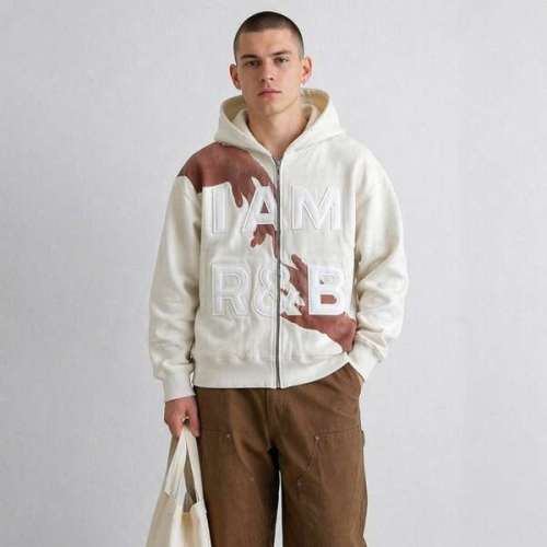 Custom Men's Graphic Embroidery Silicone Print Hoodie Cotton Blend