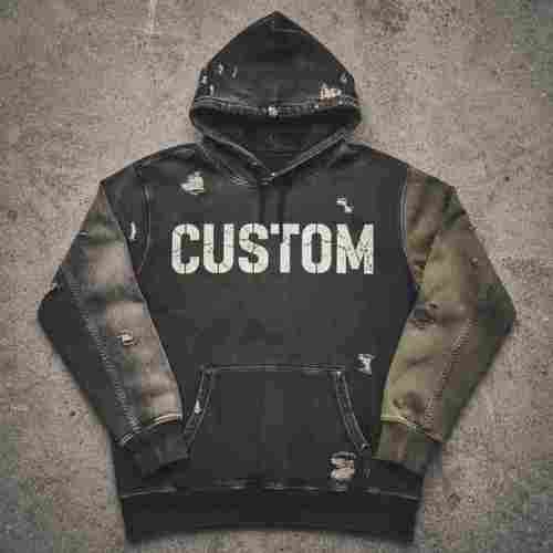 Custom Men's Two-Tone Screen Print Wash Hoodie Cotton Blend 410g