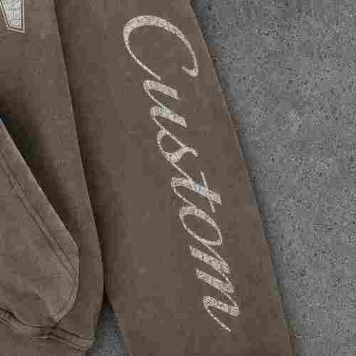 Custom Men's Camo-Panel Screen Print Hoodie Cotton Blend 450g