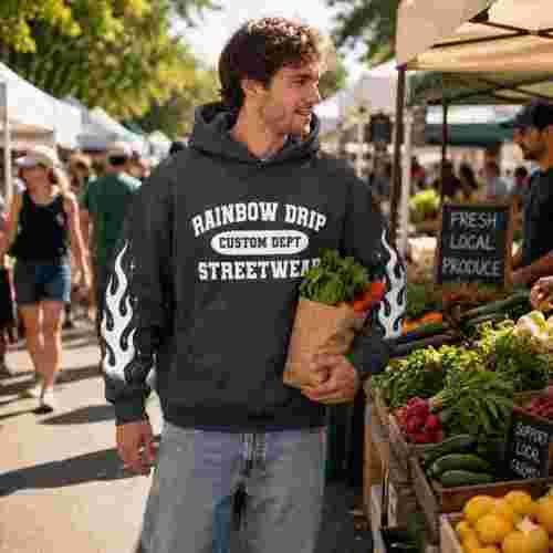 Custom Men's Graphic Screen Print Hoodie 100% Cotton 380g
