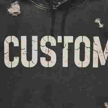 Custom Men's Two-Tone Screen Print Wash Hoodie Cotton Blend 410g