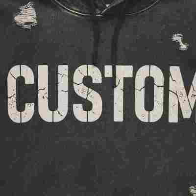 Custom Men's Two-Tone Screen Print Wash Hoodie Cotton Blend 410g