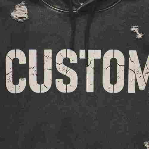 Custom Men's Two-Tone Screen Print Wash Hoodie Cotton Blend 410g