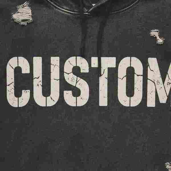 Custom Men's Two-Tone Screen Print Wash Hoodie Cotton Blend 410g