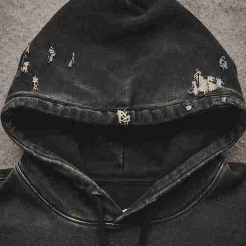 Custom Men's Two-Tone Screen Print Wash Hoodie Cotton Blend 410g