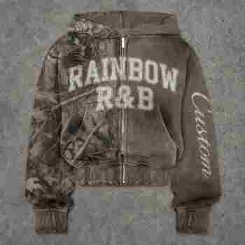Custom Men's Camo-Panel Screen Print Hoodie Cotton Blend 450g