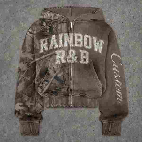 Custom Men's Camo-Panel Screen Print Hoodie Cotton Blend 450g