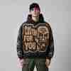 Custom Men's Graphic Patch Embroidery Wash Hoodie Cotton Blend 450g