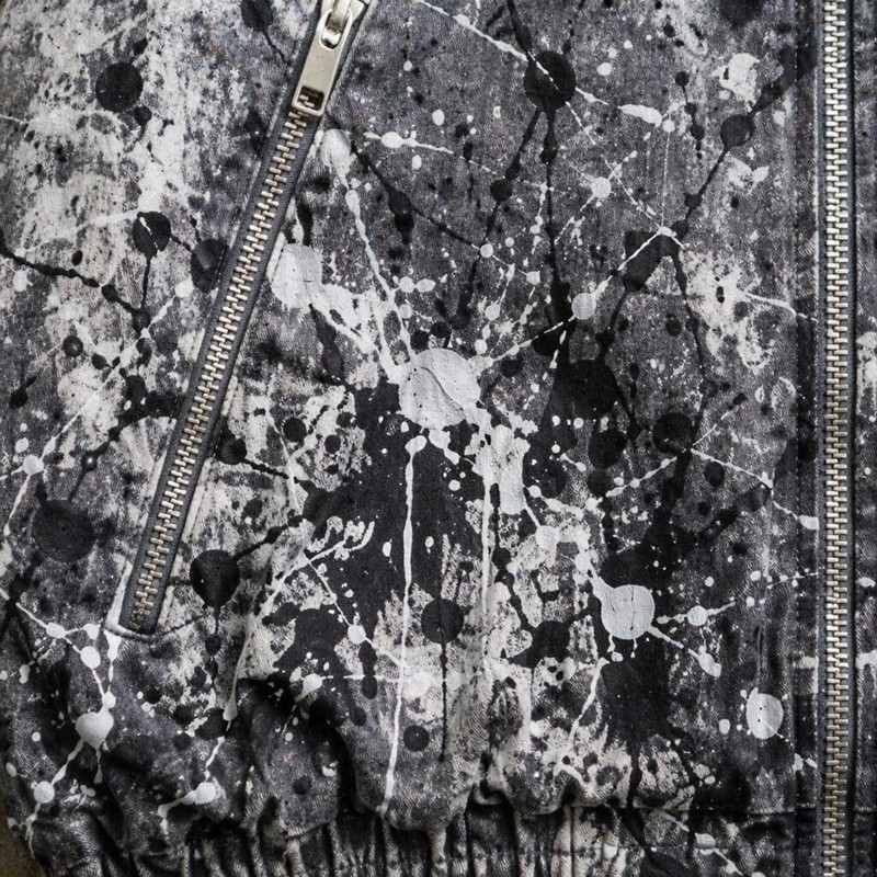 Washed Black White Splash Ink Canvas Jacket